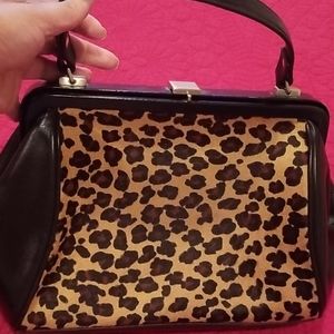 Ann Taylor black leather bag with calf hair